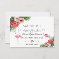 Charm Luau Flamingo Floral Tropical Save The Date