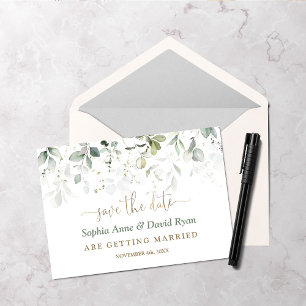 Reserva La Fecha Charm Watercolor Airy Greenery Gold Boda