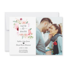 Charm Watercolor Flores Rojas Rosa Boda de foto