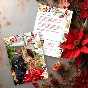 Reserva La Fecha Charming Winter Christmas Botanical Frame Wedding