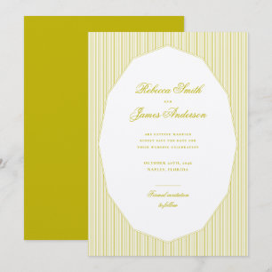 Reserva La Fecha Chartreuse Formal Elegante Clásico Rayas Boda