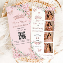 Reserva La Fecha Cherry Blossoms Rose Gold Photo Booth Quinceanera 