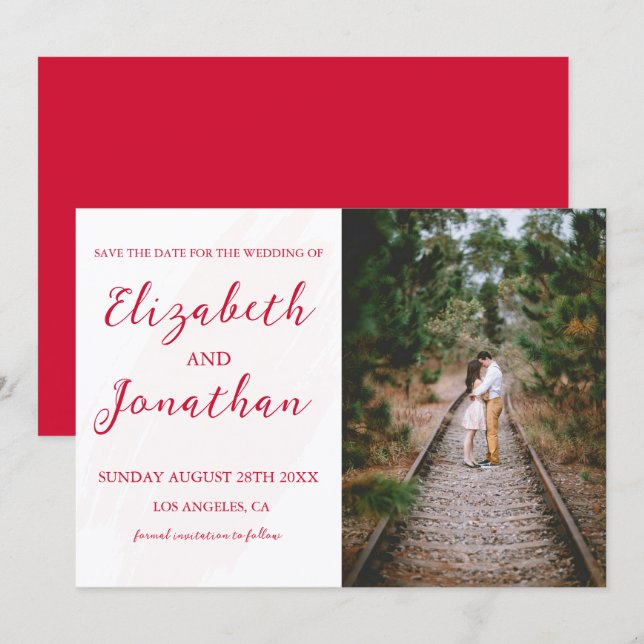 Reserva La Fecha Cherry Red Wedding (Anverso / Reverso)