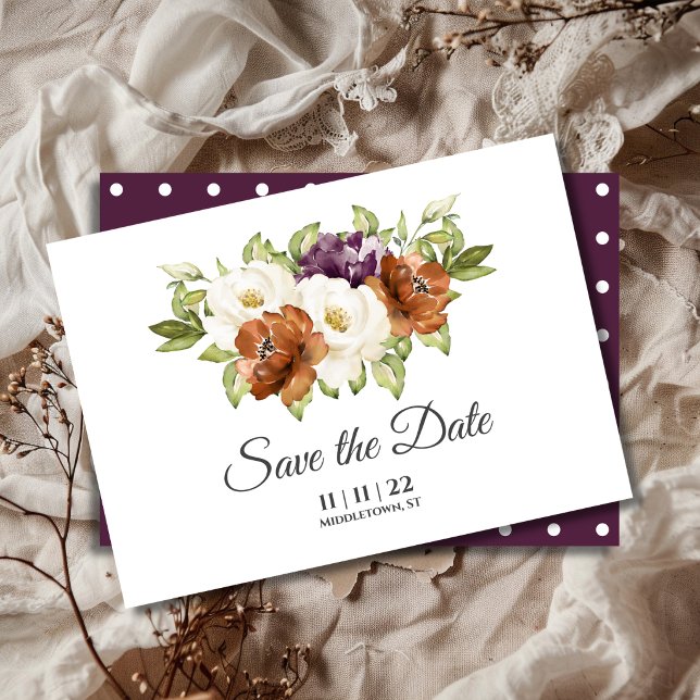 Reserva La Fecha Chic Boda Otoño Floral Guarde La Fecha (Subido por el creador)