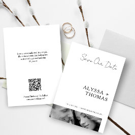 Reserva La Fecha Chic Extra Minimalist Black & White Photo Wedding 