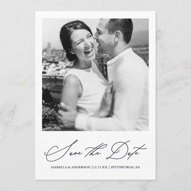 Reserva La Fecha Chic Foto Azul Save the Date (Anverso)