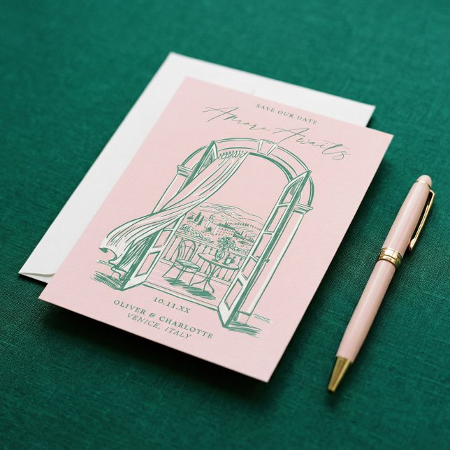 Reserva La Fecha Chic La Dolce Vita Hand Doodle Sketch Venice Italy (Chic La Dolce Vita Hand Doodle Sketch Venice Italy Save The Date)