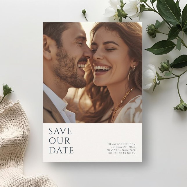 Reserva La Fecha Chic Minimal Modern Photo Monogram Wedding  (Subido por el creador)