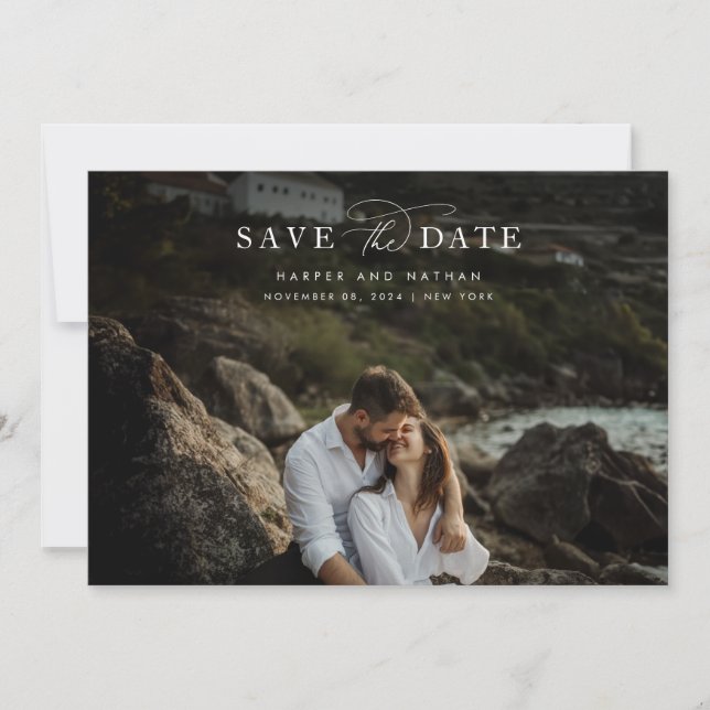 Reserva La Fecha Chic Modern Coastal Wedding Photo (Anverso)