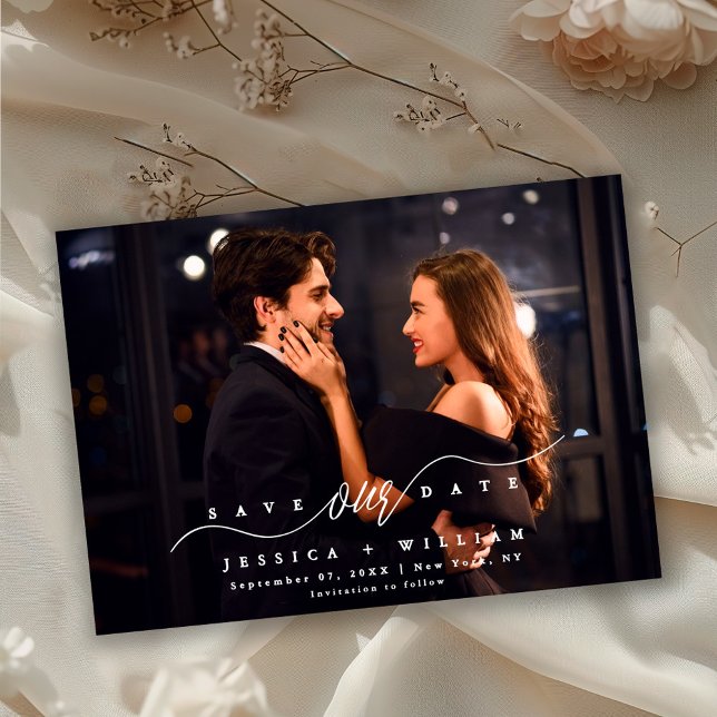 Reserva La Fecha Chic Modern Script Full Photo Wedding  (Subido por el creador)