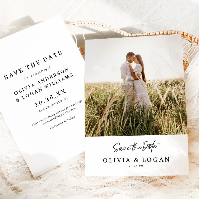 Reserva La Fecha Chic Modern Script Photo Wedding Save The Date (Subido por el creador)
