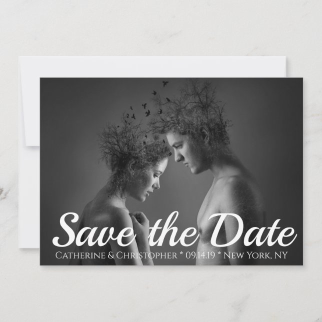 Reserva La Fecha Chic Moderno Artístico Guardar la Fecha Foto Boda (Anverso)