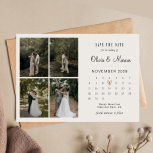 Reserva La Fecha Chic Moderno Calendario de Bodas Minimalista de 4 