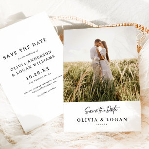 Reserva La Fecha Chic Moderno Script Foto Boda Guardar Fecha