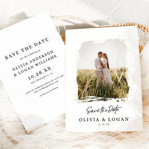 Reserva La Fecha Chic Moderno Script Foto Boda Guardar La Fecha