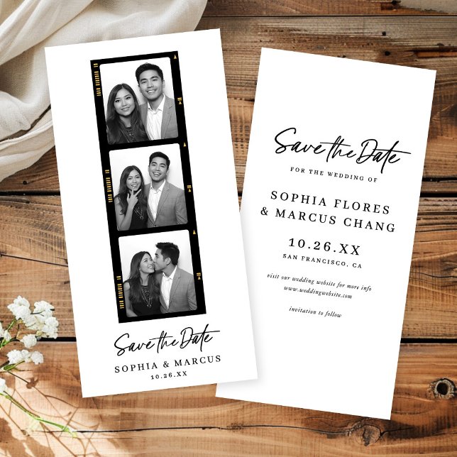 Reserva La Fecha Chic Photo-booth Filmstrip Wedding Save The Date (Subido por el creador)