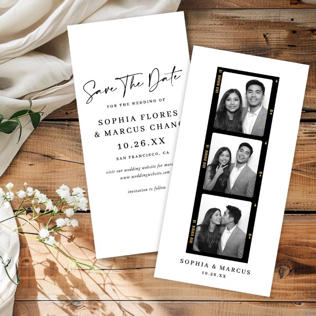 Reserva La Fecha Chic Photo-booth Filmstrip Wedding Save The Date (Subido por el creador)