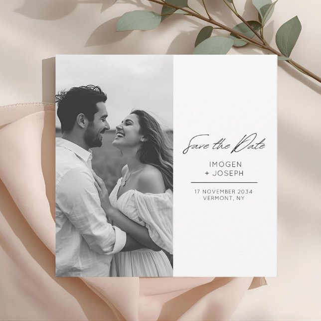 Reserva La Fecha Chic Photo Chic Flat Wedding Save The Date Card (Subido por el creador)