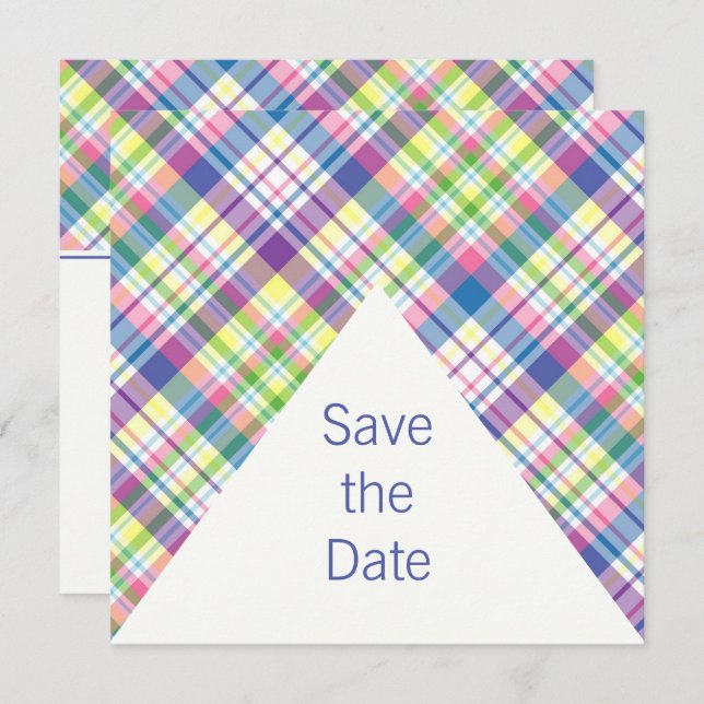 Reserva La Fecha Chic Plaid Save The Date (Anverso / Reverso)