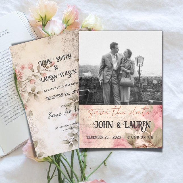 Reserva La Fecha chic rosa vintage personalizado (Subido por el creador)