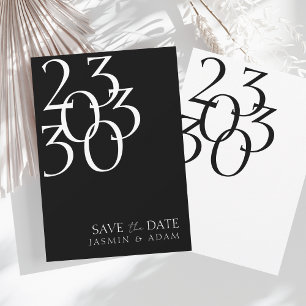 Reserva La Fecha Chic Tipografía de Fecha de Boda en Blanco y Negro