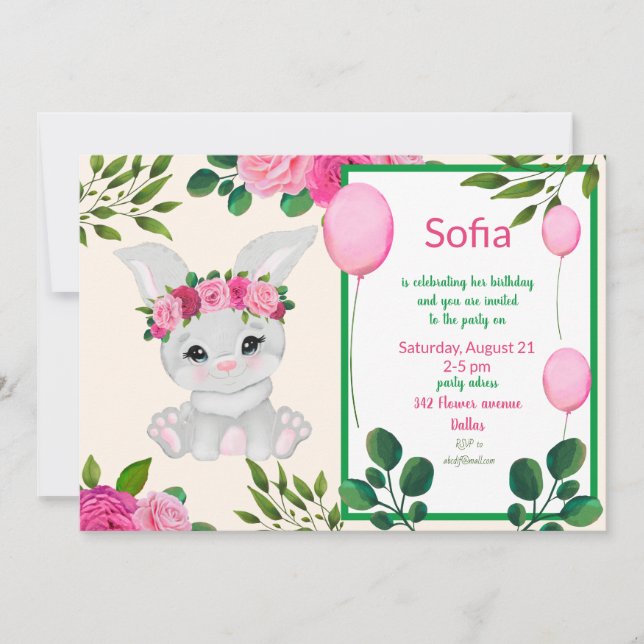 Reserva La Fecha Chica de conejito lindo guardar la fecha (Anverso)