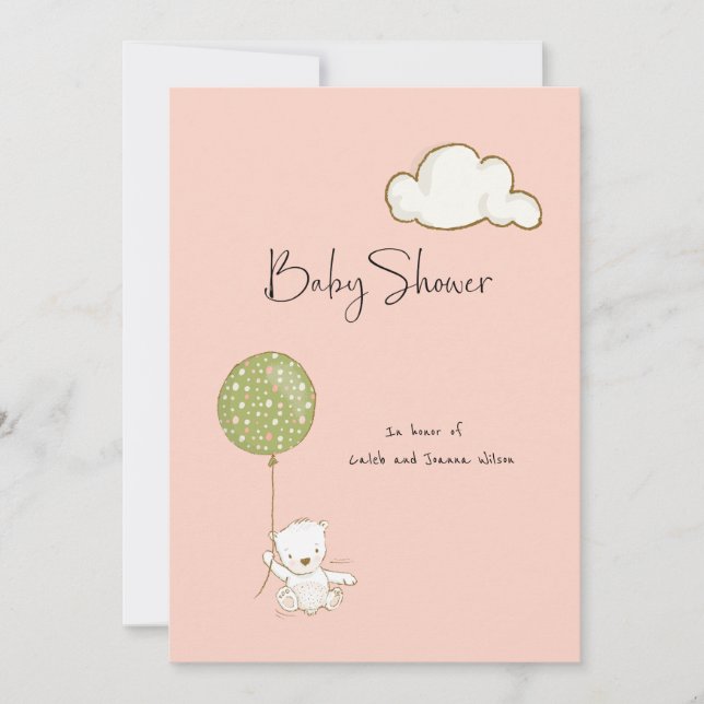 Reserva La Fecha Chica de oso Baby Shower virtual rosa (Anverso)