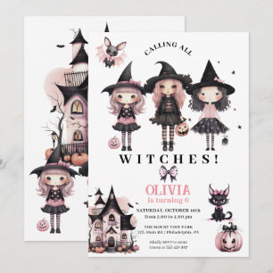 Reserva La Fecha Chica Halloween Cumpleaños bruja cualquier edad