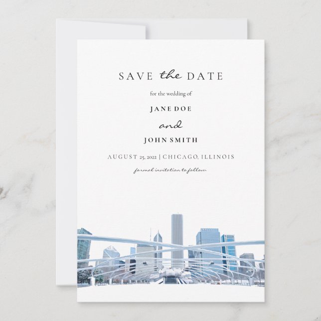 Reserva La Fecha Chicago Flat Save The Date Card (Anverso)