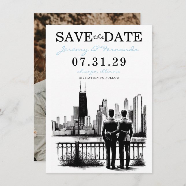 Reserva La Fecha Chicago Grooms (Anverso / Reverso)