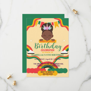 Reserva La Fecha Chicas afro unicornio afroamericanos Cumpleaños
