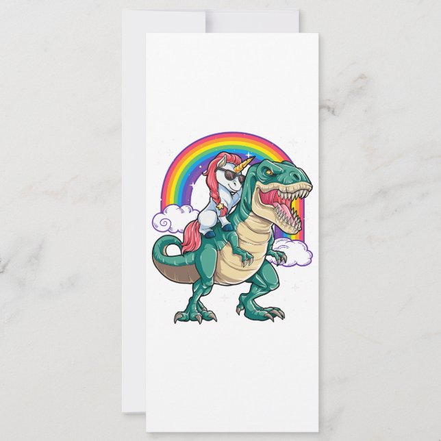 Reserva La Fecha Chicas de niños de Unicornio en bicicleta de T rex (Anverso)