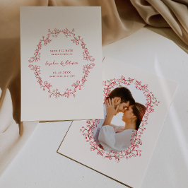 Reserva La Fecha Chinoiserie ruidosa Crimson Boda Rojo