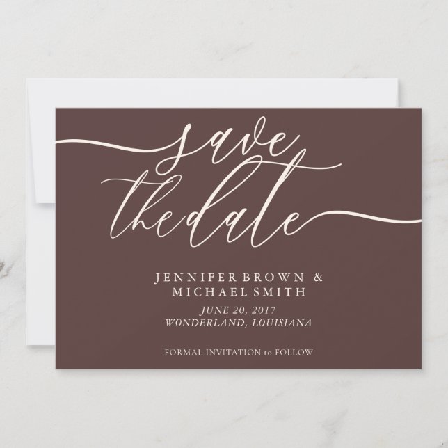 Reserva La Fecha Chocolate Brown Wedding Save Date Photo (Anverso)