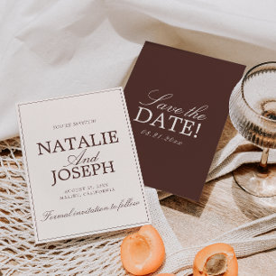Reserva La Fecha Chocolate Marrón Crema Dinero Antiguo Lujo Boda Gu