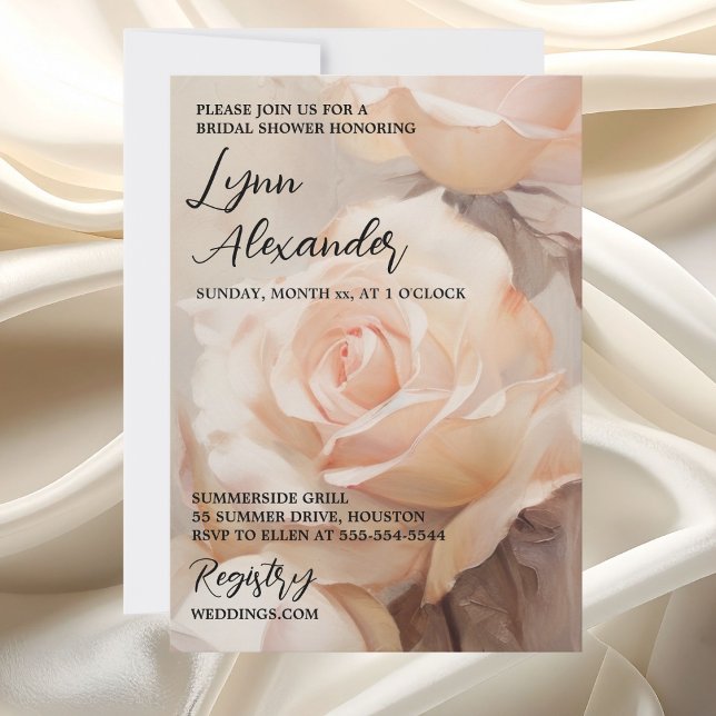 Reserva La Fecha Chorro Nupcial de Rosas de Verano Elegantes (Elegant Summer Roses Bridal Shower Save The Date)