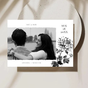 Reserva La Fecha Chrysanthemum Ink Art Photo Save the Date Card