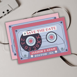Reserva La Fecha Cinta de casete rosa magenta retro guardar la fech