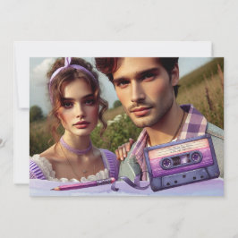 Reserva La Fecha Cinta de cinta de vídeo violeta retro Guardar la f