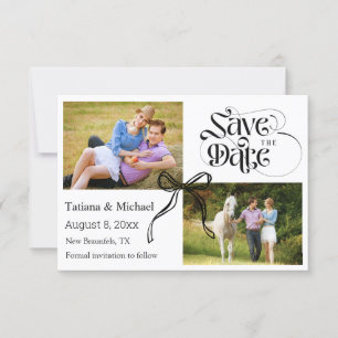 Reserva La Fecha Cinta de coqueta con lazo moderno caligrafía 2 fot