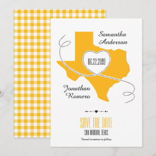 Reserva La Fecha Cinta de curado de Texas amarillo
