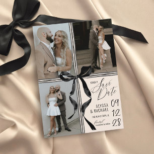 Reserva La Fecha Cinta de lazo de acuarela moderna 3 foto boda
