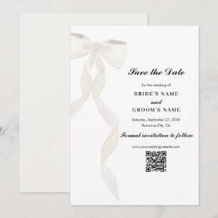 Reserva La Fecha Cinta de vaca blanca formal matrimonio elegante