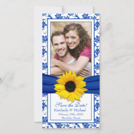 Reserva La Fecha Cinta floral azul giratoria Boda Guardar fecha