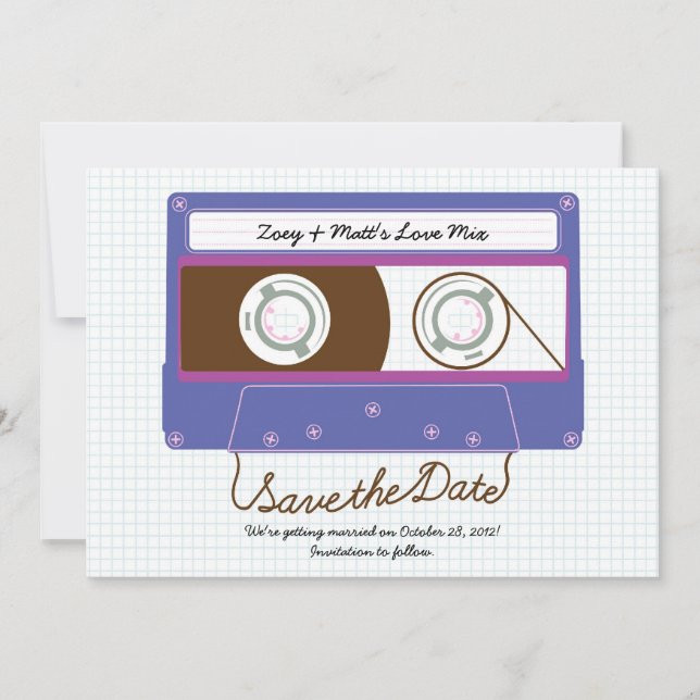 Reserva La Fecha Cinta Mixta Retro Indie Morado / Azul Guarda la Fe (Anverso)