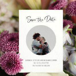 Reserva La Fecha Círculo de Foto de Boda de Pareja con Guión Minima