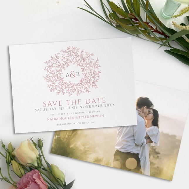 Reserva La Fecha Círculo de hojas polvorientas boda de fotografía r (Subido por el creador)