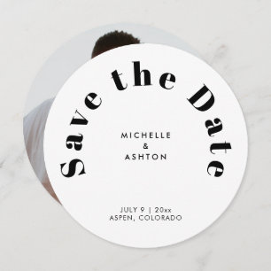 Reserva La Fecha Circulo redondo de tipografía moderna