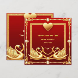 Reserva La Fecha Cisne de Boda de Oro Rojo Pareja Decoración 💍