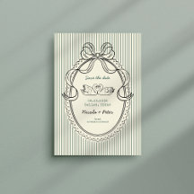 Cisne Dibujado a Mano Vintage con Rayas Verdes par